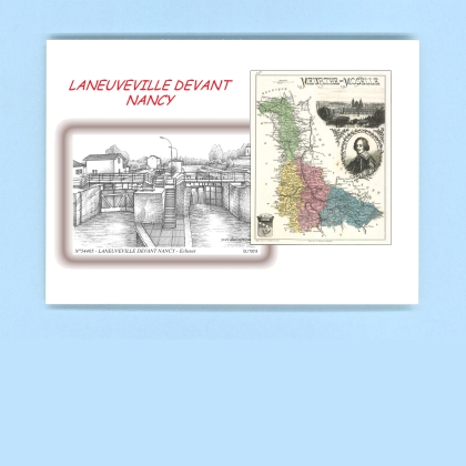 Cartes Postales impression Noir avec dpartement sur la ville de LANEUVEVILLE DEVANT NANCY Titre : ecluses
