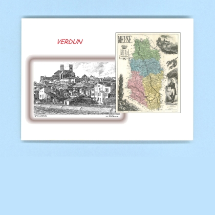 Cartes Postales impression Noir avec dpartement sur la ville de VERDUN Titre : vue
