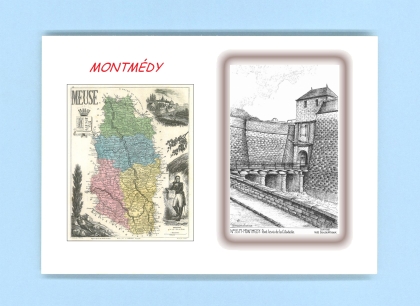 Cartes Postales impression Noir avec dpartement sur la ville de MONTMEDY Titre : pont levis de la citadelle