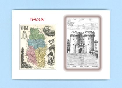 Cartes Postales impression Noir avec dpartement sur la ville de VERDUN Titre : porte chaussee
