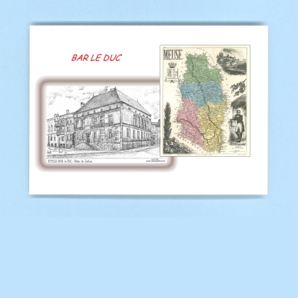 Cartes Postales impression Noir avec dpartement sur la ville de BAR LE DUC Titre : palais de justice