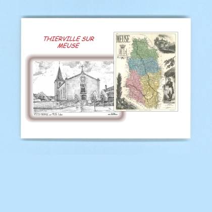 Cartes Postales impression Noir avec dpartement sur la ville de THIERVILLE SUR MEUSE Titre : eglise