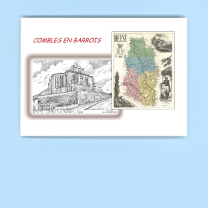 Cartes Postales impression Noir avec dpartement sur la ville de COMBLES EN BARROIS Titre : eglise