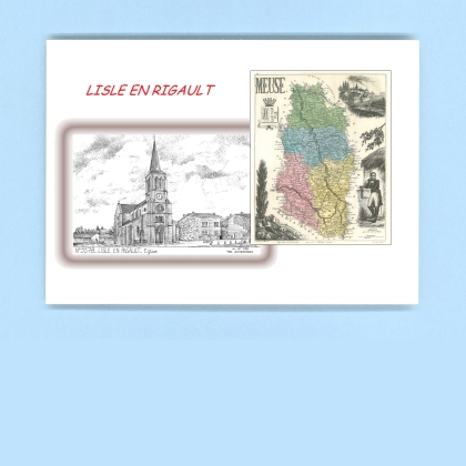 Cartes Postales impression Noir avec dpartement sur la ville de LISLE EN RIGAULT Titre : eglise