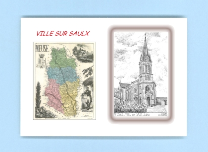 Cartes Postales impression Noir avec dpartement sur la ville de VILLE SUR SAULX Titre : eglise