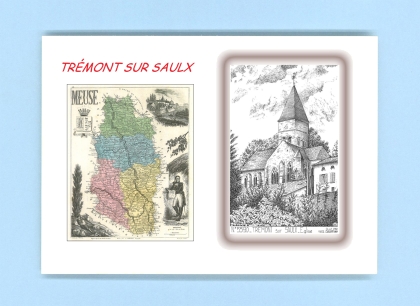 Cartes Postales impression Noir avec dpartement sur la ville de TREMONT SUR SAULX Titre : eglise