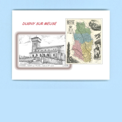 Cartes Postales impression Noir avec dpartement sur la ville de DUGNY SUR MEUSE Titre : eglise du XII eme siecle