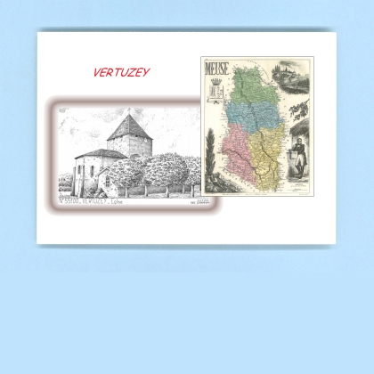 Cartes Postales impression Noir avec dpartement sur la ville de VERTUZEY Titre : eglise