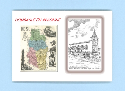 Cartes Postales impression Noir avec dpartement sur la ville de DOMBASLE EN ARGONNE Titre : eglise