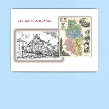 Cartes Postales impression Noir avec dpartement sur la ville de FRESNES EN WOEVRE Titre : mairie