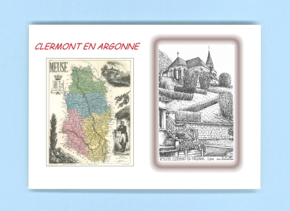 Cartes Postales impression Noir avec dpartement sur la ville de CLERMONT EN ARGONNE Titre : eglise