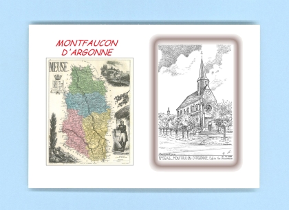 Cartes Postales impression Noir avec dpartement sur la ville de MONTFAUCON D ARGONNE Titre : eglise