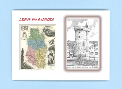 Cartes Postales impression Noir avec dpartement sur la ville de LIGNY EN BARROIS Titre : tour valeran