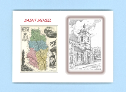 Cartes Postales impression Noir avec dpartement sur la ville de ST MIHIEL Titre : eglise st etienne