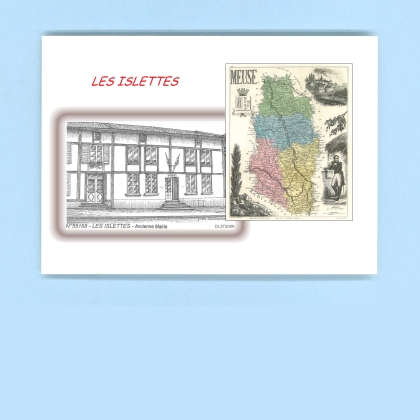 Cartes Postales impression Noir avec dpartement sur la ville de LES ISLETTES Titre : ancienne mairie