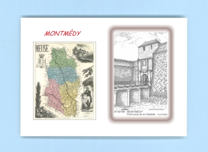 Cartes Postales impression Noir avec dpartement sur la ville de MONTMEDY Titre : pont levis de la citadelle