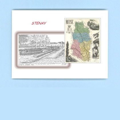 Cartes Postales impression Noir avec dpartement sur la ville de STENAY Titre : port