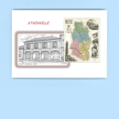 Cartes Postales impression Noir avec dpartement sur la ville de STAINVILLE Titre : mairie