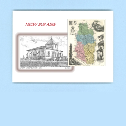 Cartes Postales impression Noir avec dpartement sur la ville de NICEY SUR AIRE Titre : eglise