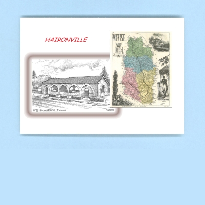 Cartes Postales impression Noir avec dpartement sur la ville de HAIRONVILLE Titre : lavoir
