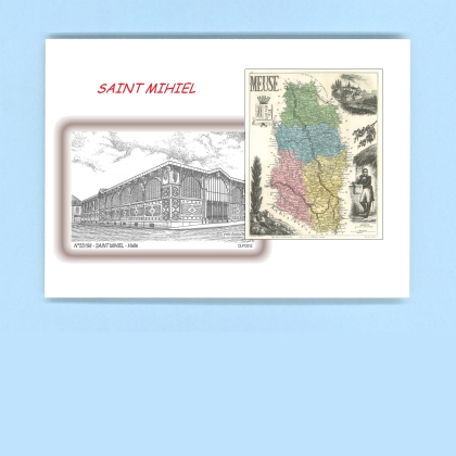 Cartes Postales impression Noir avec dpartement sur la ville de ST MIHIEL Titre : halle