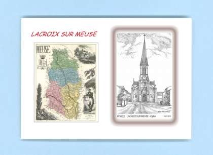 Cartes Postales impression Noir avec dpartement sur la ville de LACROIX SUR MEUSE Titre : eglise