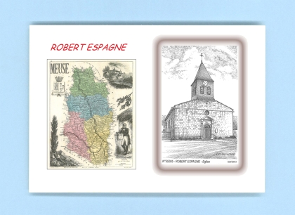 Cartes Postales impression Noir avec dpartement sur la ville de ROBERT ESPAGNE Titre : eglise