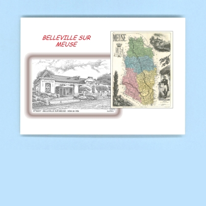 Cartes Postales impression Noir avec dpartement sur la ville de BELLEVILLE SUR MEUSE Titre : hotel de ville