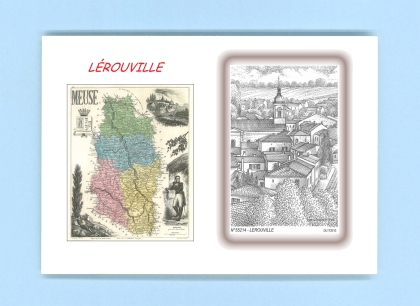 Cartes Postales impression Noir avec dpartement sur la ville de LEROUVILLE Titre : vue