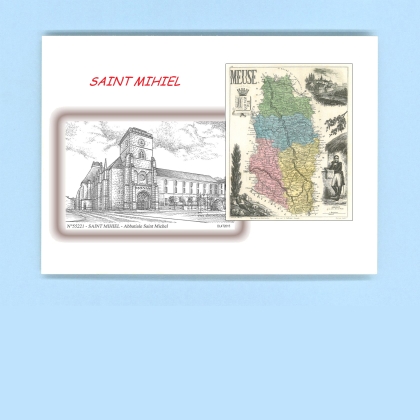 Cartes Postales impression Noir avec dpartement sur la ville de ST MIHIEL Titre : abbatiale st michel