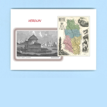Cartes Postales impression Noir avec dpartement sur la ville de VERDUN Titre : la forteresse