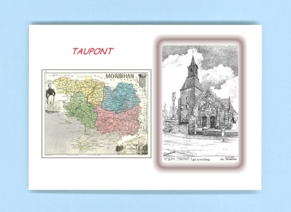 Cartes Postales impression Noir avec dpartement sur la ville de TAUPONT Titre : eglise du vieux bourg