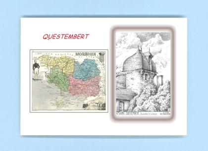 Cartes Postales impression Noir avec dpartement sur la ville de QUESTEMBERT Titre : questembert et sa femme