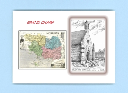 Cartes Postales impression Noir avec dpartement sur la ville de GRAND CHAMP Titre : chapelle de loperhet