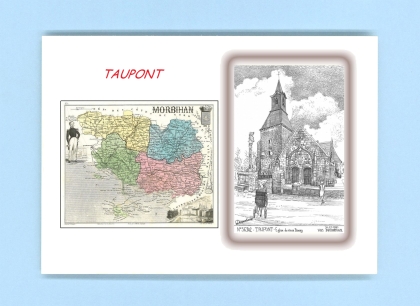 Cartes Postales impression Noir avec dpartement sur la ville de TAUPONT Titre : eglise du vieux bourg
