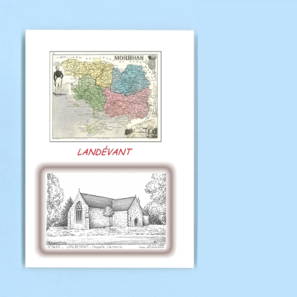 Cartes Postales impression Noir avec dpartement sur la ville de LANDEVANT Titre : chapelle locmaria