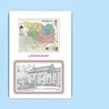 Cartes Postales impression Noir avec dpartement sur la ville de LANVAUDAN Titre : mairie