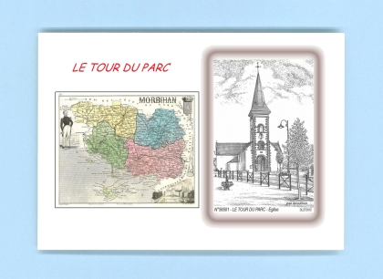 Cartes Postales impression Noir avec dpartement sur la ville de LE TOUR DU PARC Titre : eglise