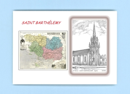 Cartes Postales impression Noir avec dpartement sur la ville de ST BARTHELEMY Titre : eglise