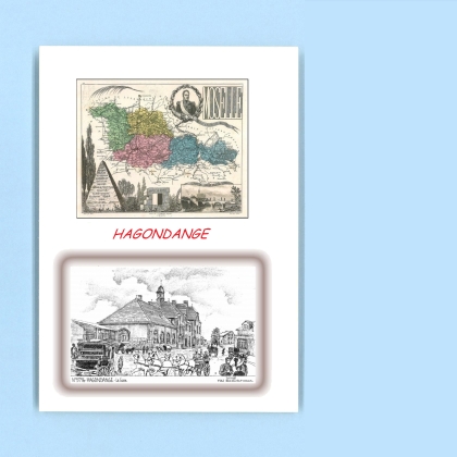 Cartes Postales impression Noir avec dpartement sur la ville de HAGONDANGE Titre : la gare
