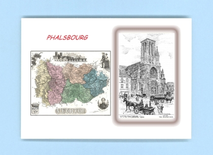 Cartes Postales impression Noir avec dpartement sur la ville de PHALSBOURG Titre : eglise