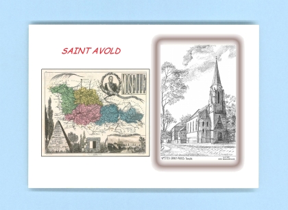 Cartes Postales impression Noir avec dpartement sur la ville de ST AVOLD Titre : temple