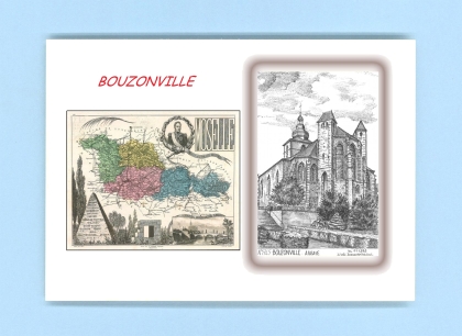 Cartes Postales impression Noir avec dpartement sur la ville de BOUZONVILLE Titre : abbaye