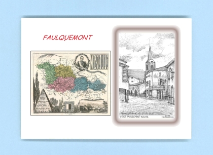 Cartes Postales impression Noir avec dpartement sur la ville de FAULQUEMONT Titre : vieille ville