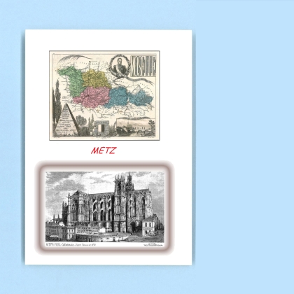 Cartes Postales impression Noir avec dpartement sur la ville de METZ Titre : cathedrale