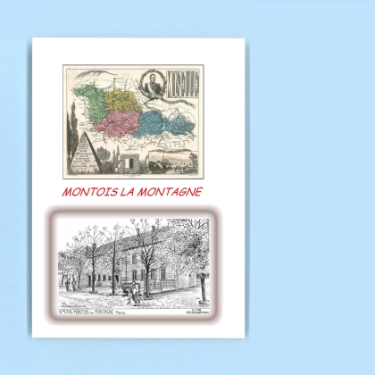 Cartes Postales impression Noir avec dpartement sur la ville de MONTOIS LA MONTAGNE Titre : mairie