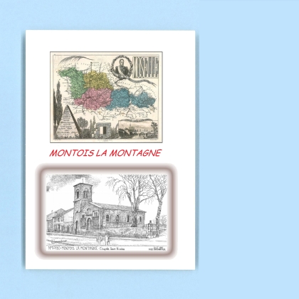 Cartes Postales impression Noir avec dpartement sur la ville de MONTOIS LA MONTAGNE Titre : chapelle st nicolas