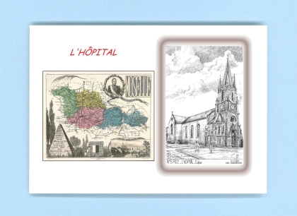 Cartes Postales impression Noir avec dpartement sur la ville de L HOPITAL Titre : eglise