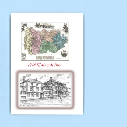 Cartes Postales impression Noir avec dpartement sur la ville de CHATEAU SALINS Titre : mairie