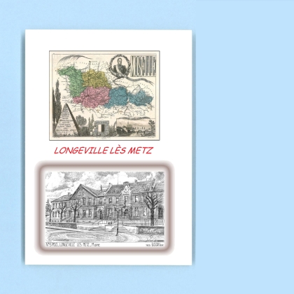 Cartes Postales impression Noir avec dpartement sur la ville de LONGEVILLE LES METZ Titre : mairie